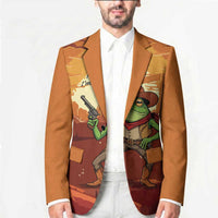 Cowboy Frog Outlaw Blazer with Desert Sunset Silhouette Pattern