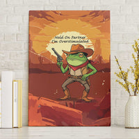Cowboy Frog Outlaw Canvas Wall Art with Desert Sunset Silhouette Pattern