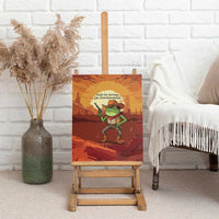Cowboy Frog Outlaw Canvas Wall Art with Desert Sunset Silhouette Pattern