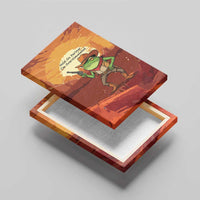 Cowboy Frog Outlaw Canvas Wall Art with Desert Sunset Silhouette Pattern