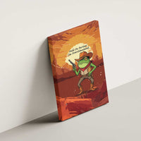 Cowboy Frog Outlaw Canvas Wall Art with Desert Sunset Silhouette Pattern