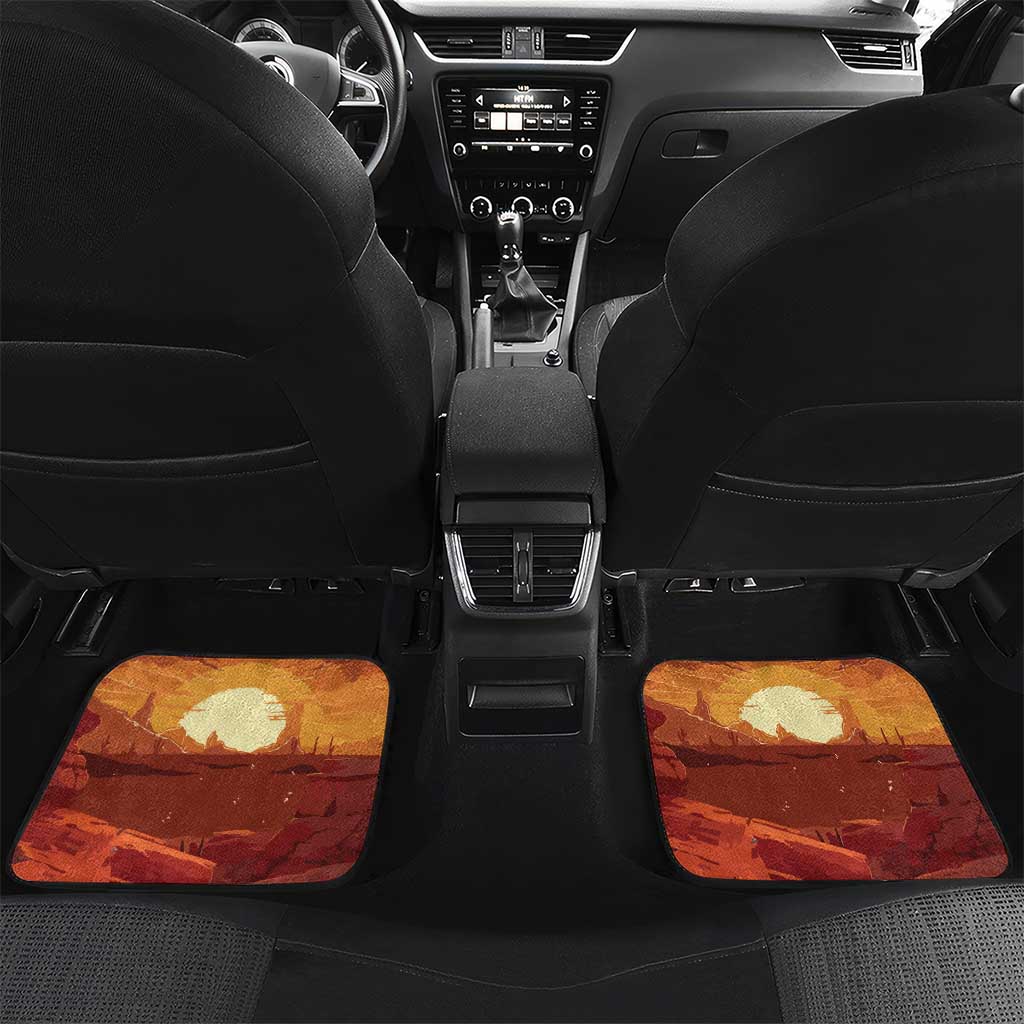 Cowboy Frog Outlaw Car Mats with Desert Sunset Silhouette Pattern