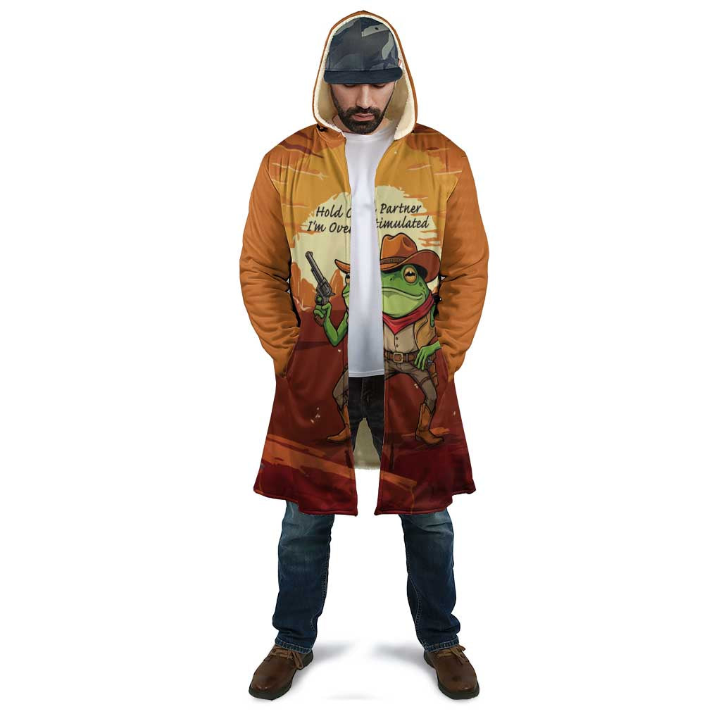 Cowboy Frog Outlaw Cloak with Desert Sunset Silhouette Pattern
