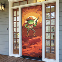Cowboy Frog Outlaw Door Cover with Desert Sunset Silhouette Pattern