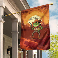 Cowboy Frog Outlaw Garden Flag with Desert Sunset Silhouette Pattern
