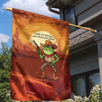 Cowboy Frog Outlaw Garden Flag with Desert Sunset Silhouette Pattern