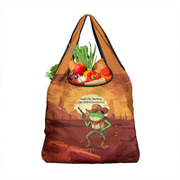 Cowboy Frog Outlaw Grocery Bag with Desert Sunset Silhouette Pattern