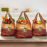 Cowboy Frog Outlaw Grocery Bag with Desert Sunset Silhouette Pattern