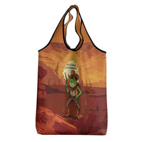 Cowboy Frog Outlaw Grocery Bag with Desert Sunset Silhouette Pattern