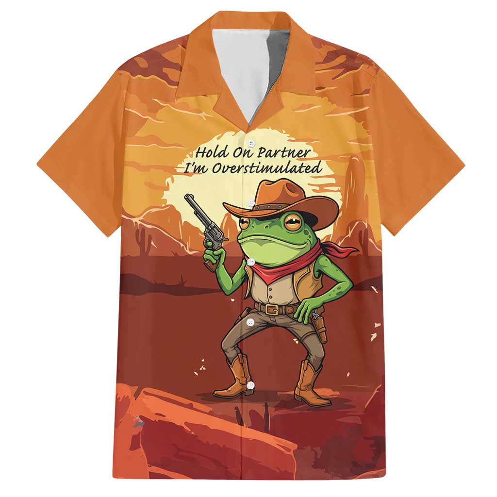 Cowboy Frog Outlaw Hawaiian Shirt with Desert Sunset Silhouette Pattern