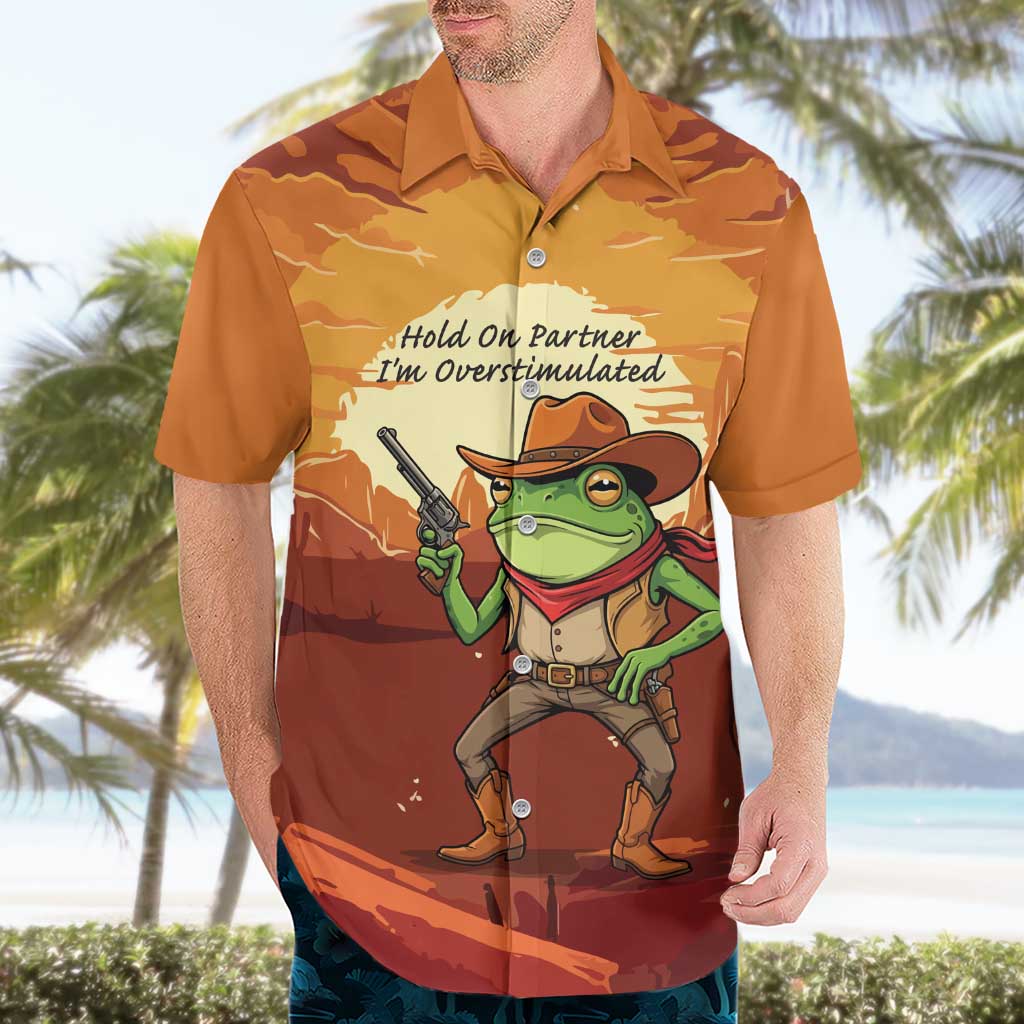 Cowboy Frog Outlaw Hawaiian Shirt with Desert Sunset Silhouette Pattern