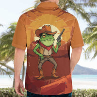 Cowboy Frog Outlaw Hawaiian Shirt with Desert Sunset Silhouette Pattern