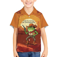 Cowboy Frog Outlaw Hawaiian Shirt with Desert Sunset Silhouette Pattern