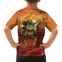 Cowboy Frog Outlaw Hawaiian Shirt with Desert Sunset Silhouette Pattern