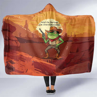 Cowboy Frog Outlaw Hooded Blanket with Desert Sunset Silhouette Pattern