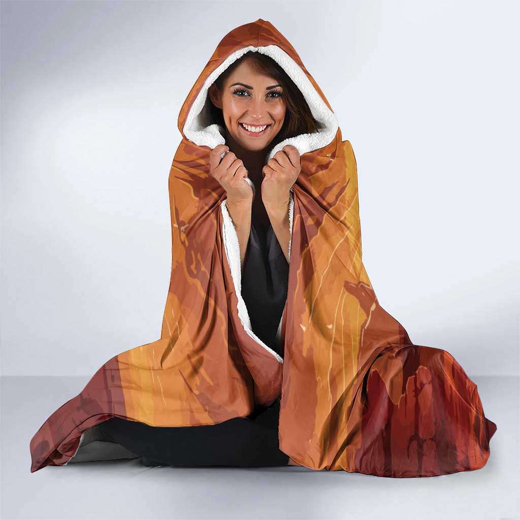 Cowboy Frog Outlaw Hooded Blanket with Desert Sunset Silhouette Pattern