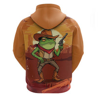 Cowboy Frog Outlaw Hoodie with Desert Sunset Silhouette Pattern