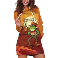 Cowboy Frog Outlaw Hoodie Dress with Desert Sunset Silhouette Pattern