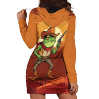 Cowboy Frog Outlaw Hoodie Dress with Desert Sunset Silhouette Pattern