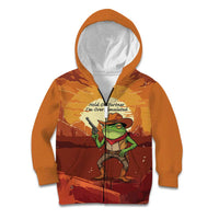 Cowboy Frog Outlaw Kid Hoodie with Desert Sunset Silhouette Pattern