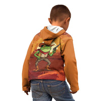 Cowboy Frog Outlaw Kid Hoodie with Desert Sunset Silhouette Pattern