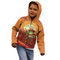 Cowboy Frog Outlaw Kid Hoodie with Desert Sunset Silhouette Pattern