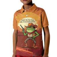 Cowboy Frog Outlaw Kid Polo Shirt with Desert Sunset Silhouette Pattern