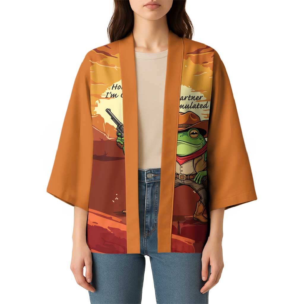 Cowboy Frog Outlaw Kimono with Desert Sunset Silhouette Pattern