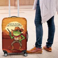 Cowboy Frog Outlaw Luggage Cover with Desert Sunset Silhouette Pattern