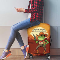 Cowboy Frog Outlaw Luggage Cover with Desert Sunset Silhouette Pattern