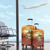 Cowboy Frog Outlaw Luggage Cover with Desert Sunset Silhouette Pattern