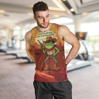 Cowboy Frog Outlaw Men Tank Top with Desert Sunset Silhouette Pattern