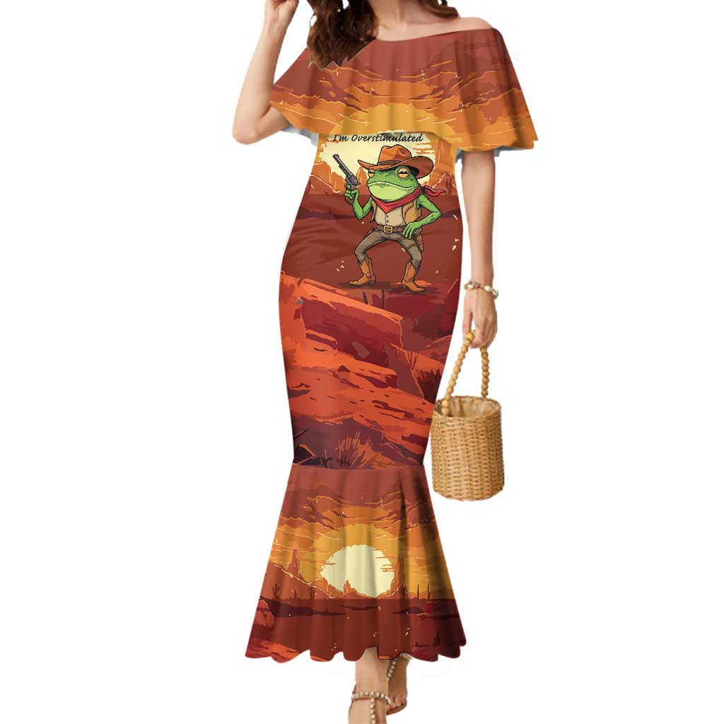 Cowboy Frog Outlaw Mermaid Dress with Desert Sunset Silhouette Pattern