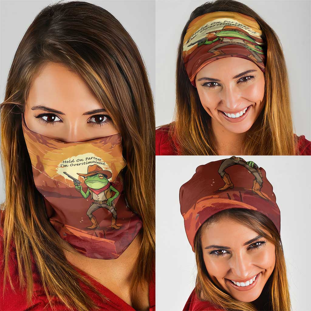 Cowboy Frog Outlaw Neck Gaiter with Desert Sunset Silhouette Pattern