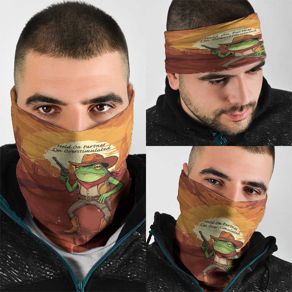 Cowboy Frog Outlaw Neck Gaiter with Desert Sunset Silhouette Pattern