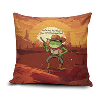 Cowboy Frog Outlaw Pillow Cover with Desert Sunset Silhouette Pattern