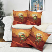 Cowboy Frog Outlaw Pillow Cover with Desert Sunset Silhouette Pattern