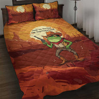 Cowboy Frog Outlaw Quilt Bed Set with Desert Sunset Silhouette Pattern