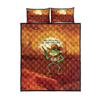Cowboy Frog Outlaw Quilt Bed Set with Desert Sunset Silhouette Pattern