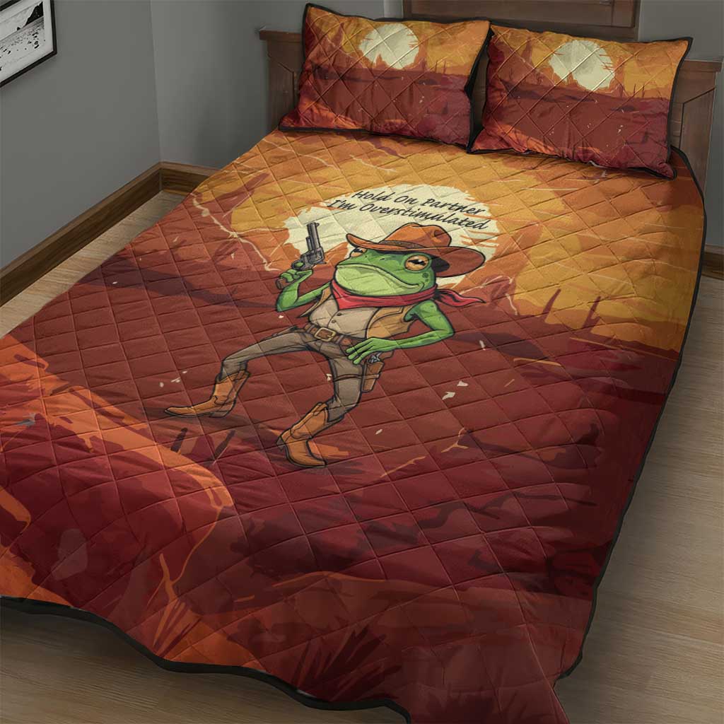 Cowboy Frog Outlaw Quilt Bed Set with Desert Sunset Silhouette Pattern