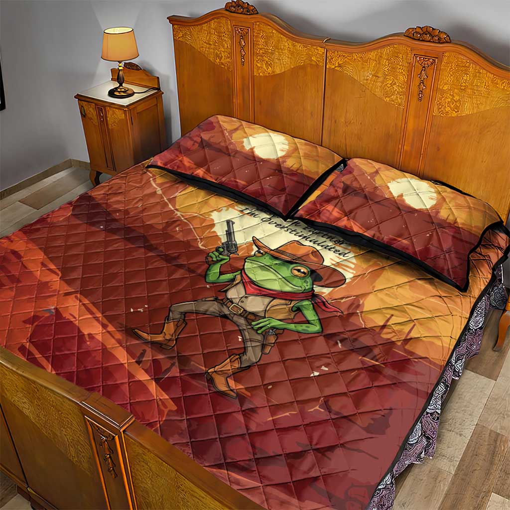 Cowboy Frog Outlaw Quilt Bed Set with Desert Sunset Silhouette Pattern