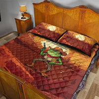 Cowboy Frog Outlaw Quilt Bed Set with Desert Sunset Silhouette Pattern