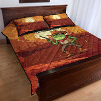 Cowboy Frog Outlaw Quilt Bed Set with Desert Sunset Silhouette Pattern