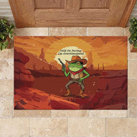 Cowboy Frog Outlaw Rubber Doormat with Desert Sunset Silhouette Pattern