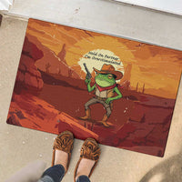 Cowboy Frog Outlaw Rubber Doormat with Desert Sunset Silhouette Pattern