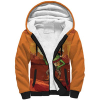 Cowboy Frog Outlaw Sherpa Hoodie with Desert Sunset Silhouette Pattern