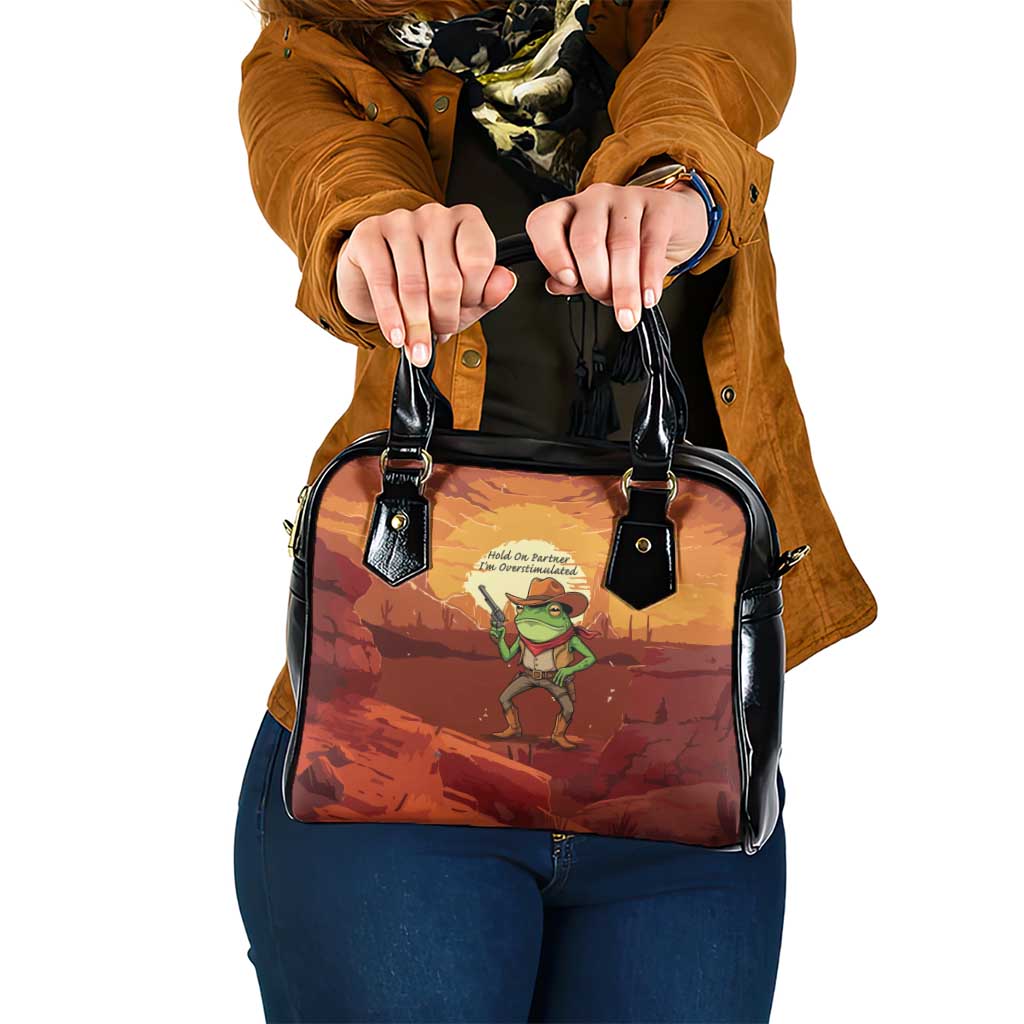 Cowboy Frog Outlaw Shoulder Handbag with Desert Sunset Silhouette Pattern