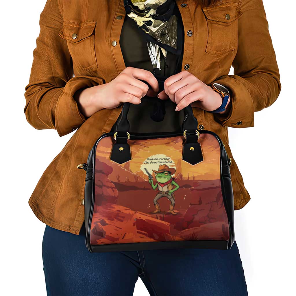Cowboy Frog Outlaw Shoulder Handbag with Desert Sunset Silhouette Pattern