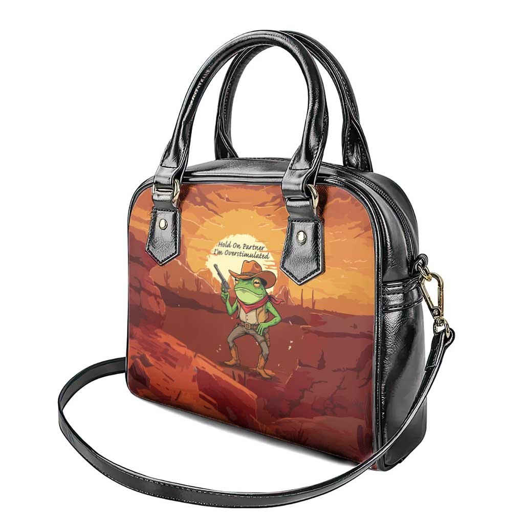 Cowboy Frog Outlaw Shoulder Handbag with Desert Sunset Silhouette Pattern