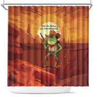 Cowboy Frog Outlaw Shower Curtain with Desert Sunset Silhouette Pattern